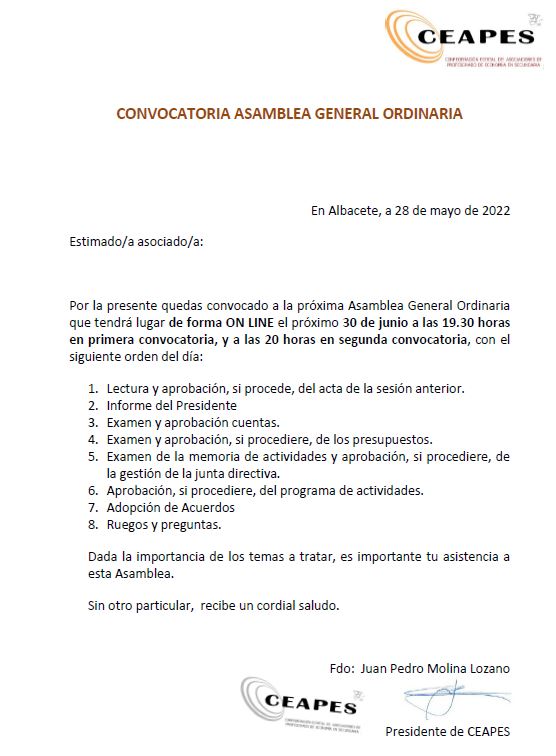 ASAMBLEA ORDINARIA