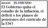 &quot;El Gobierno quita el estudio de la inflación, el déficit o los planes de pensiones del currículo de la ESO&quot; artículo de EL MUNDO